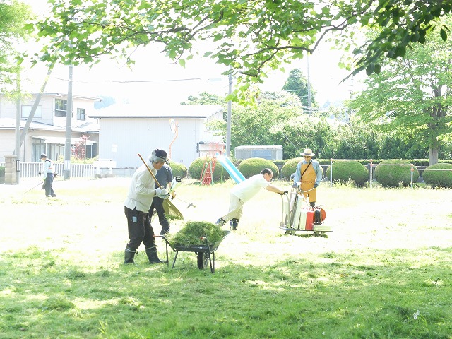写真：草刈をする人たち