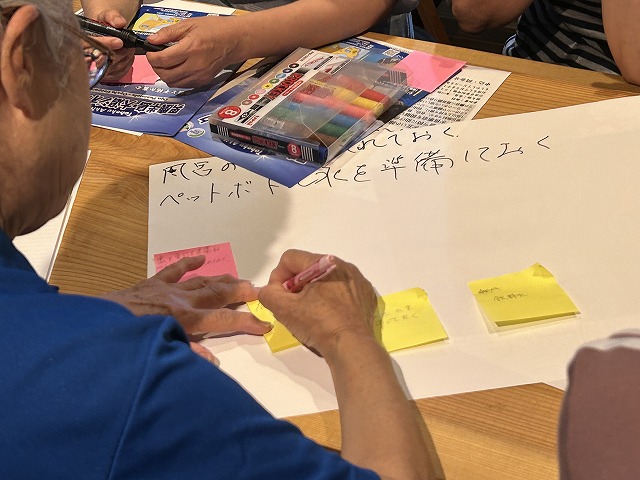 写真：付箋に書き込む人