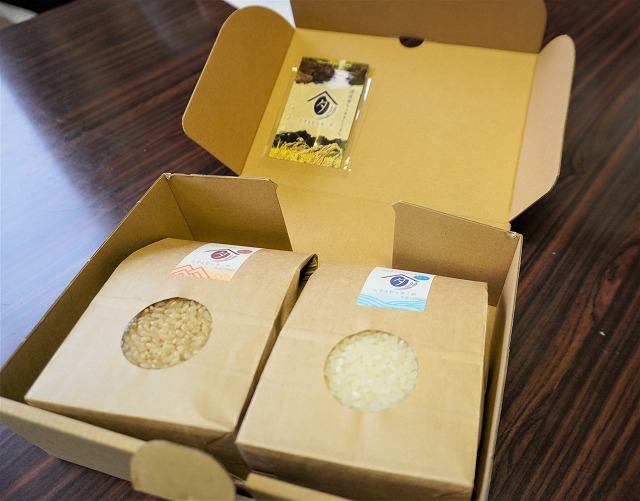写真：鵜養で収穫された無農薬主食米