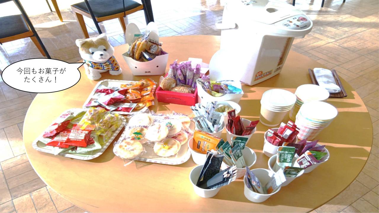 犬の写真（たくさんのお菓子）