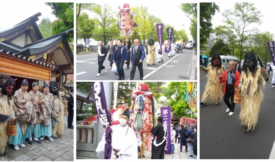 札幌三吉神社例大祭でなまはげ＆梵天参列