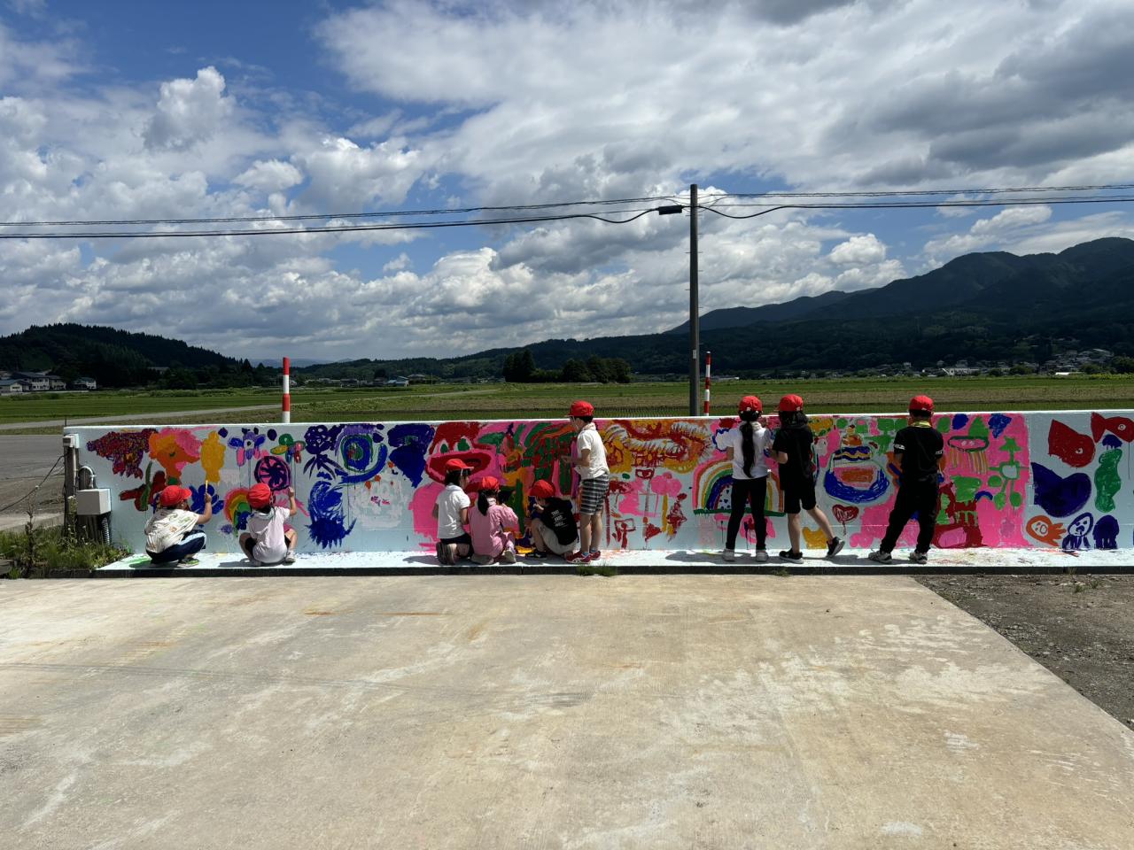 当社擁壁　八幡平小学校課外授業